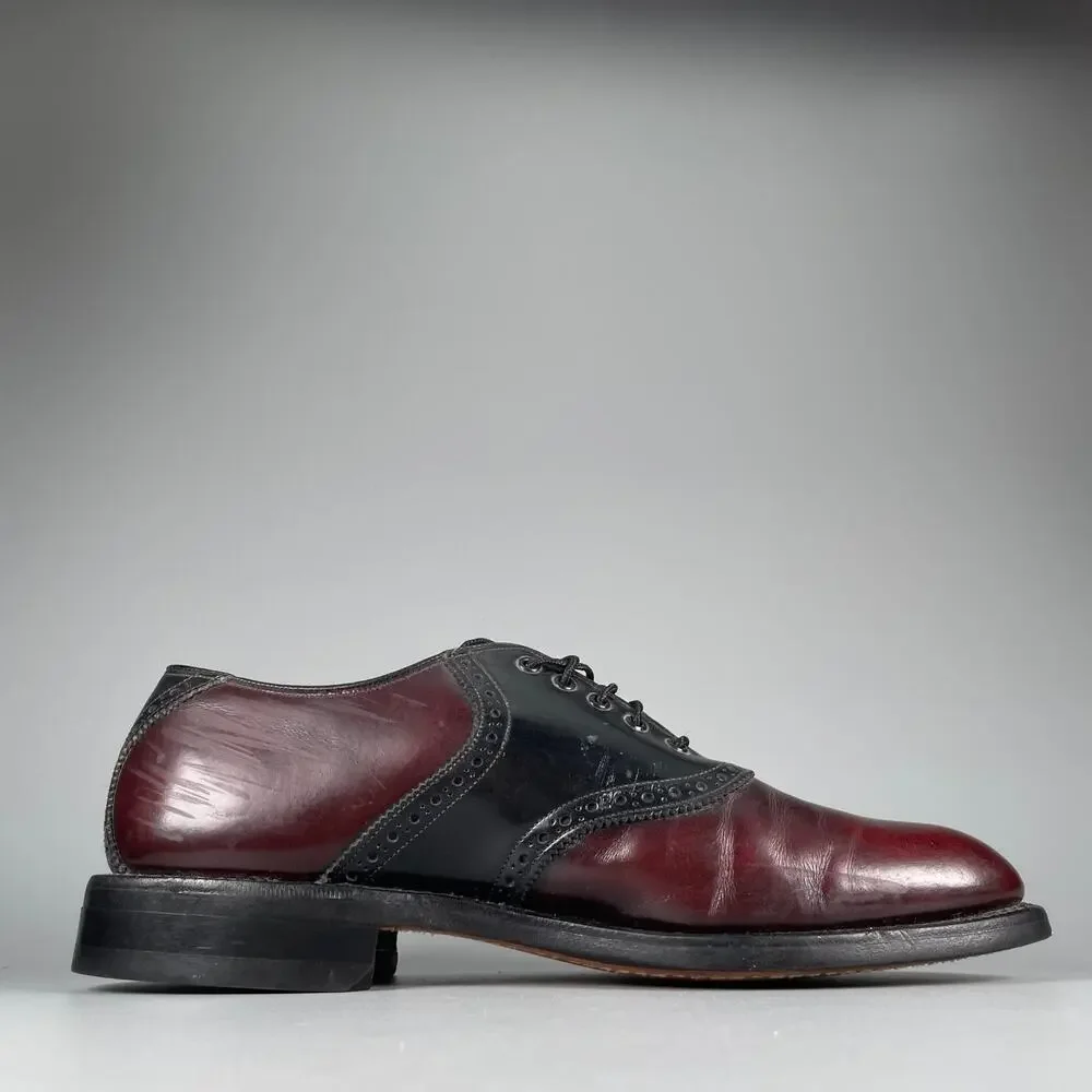 Johnston & Murphy Aristocraft Men's 7.5 Red Black Leather Saddle Dress Shoes EUC